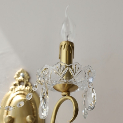 2 Lights Metal Crystal Flush Mount Wall Sconce Modern Elegant Sconce Light Fixture for Living Room