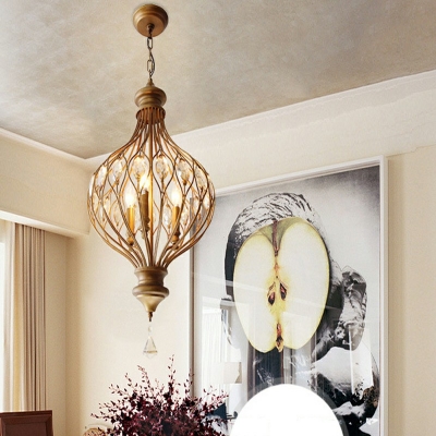 3 Lights Traditional Vintage Chandelier Crystal and Metal Chandelier Lighting Fixtures for Living Room