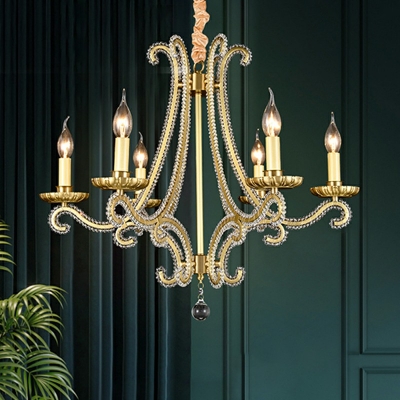 6 Lights Traditional Chandelier Pendant Light Vintage Elegant Hanging Chandelier for Living Room
