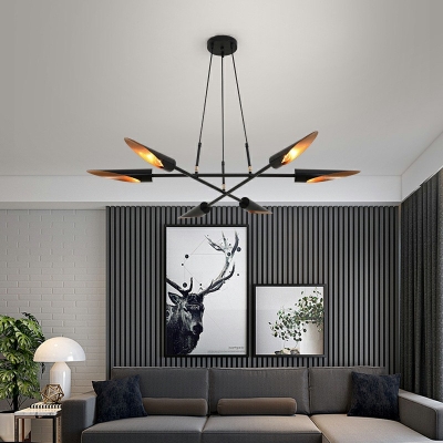 Black Metal 6 Lights Modern Chandelier Lighting Fixtures Living Room Basic Ceiling Pendant Light