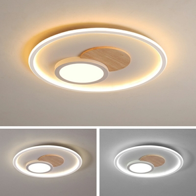 Modern Style LED Flushmount Light Nordic Style Minimalism Wood Metal Acrylic Celling Light for Living Room