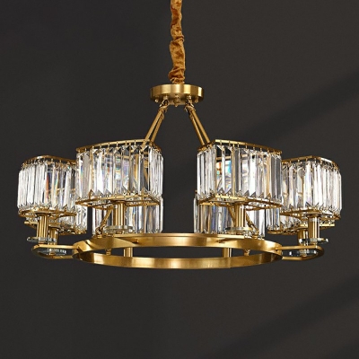 Ring American Brass Vintage Chandelier Traditional 8 Lights Glass Chandelier Pendant Light