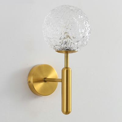 1 Light Brass Globe Glass Wall Mounted Light Fixture Modern Metal Wall Sconces for Living Room