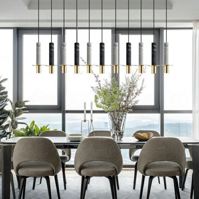 1-Light Suspension Lamp Contemporary Style Liner Shape Stone Warm Light Pendant Lighting Fixtures