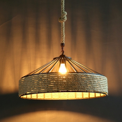 1-Light Suspension Lamp Industrial Style Cage Shape Metal Ceiling Pendant Light
