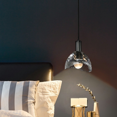 1-Light Suspension Lamp Modern Style Globe Shape Crystal Hanging Light Fixtures