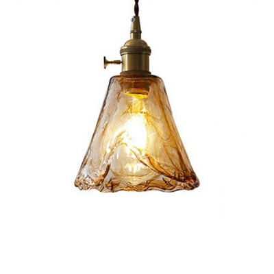 1-Light Suspension Light Industrial Style Cone Shape Glass Hanging Pendant Lamp