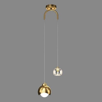 2-Light Suspension Lamp Contemporary Style Globe Shape Crystal Pendant Ceiling Lights