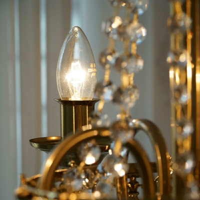 4 Light Chandelier Candle Shape Crystal Ceiling Chandelier for Bedroom
