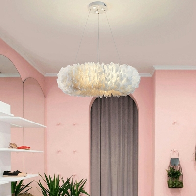 8 Light Hanging Lights Feather-shaped Chandelier for Children's Room Bedroom