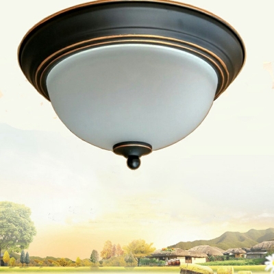 Black Flush Ceiling Light Fixtures Round Shade Modern Style Glass Led Flush Light for Living Room