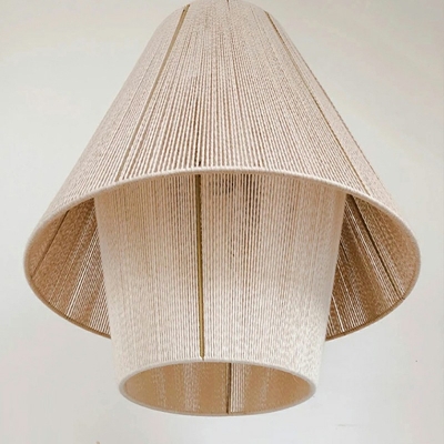 Contemporary Lantern Pendant Light Fixtures Rattan Fiber Hanging Light Fixture