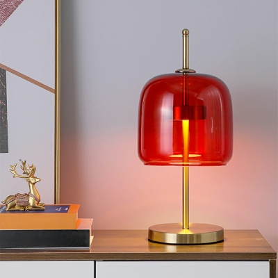 Contemporary Table Light 1 Light Red Glass Nights and Lamp Warm Light for Bedroom