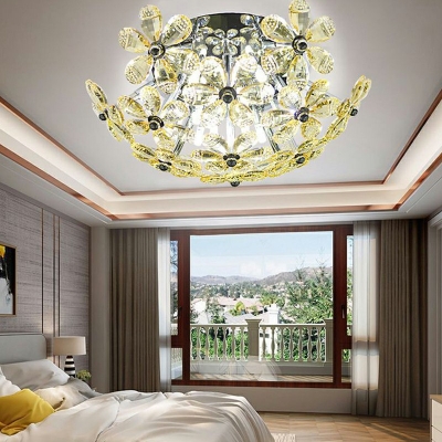 Creative Crystal Warm Decorative Semi Flush for Corridor Bedroom and Hall