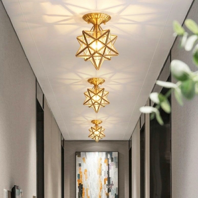 Creative Glass Colonial Style Semi Flush Ceiling Fixture for Corridor Hallway and Bedroom