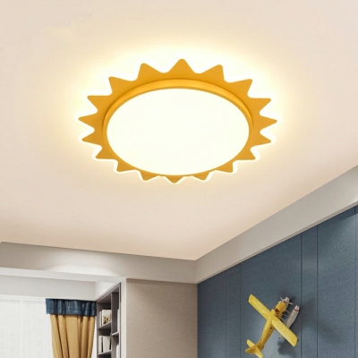 Flush Mount Ceiling Lighting Fixture Yellow Modern Minimal Ceiling Lamp for Bedroom