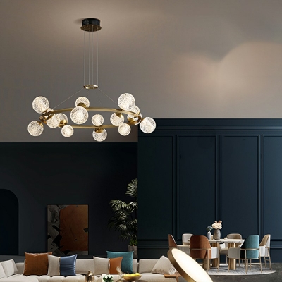 Modern Style LED Chandelier Light 16 Lights Nordic Style Metal Glass Pendant Light for Living Room