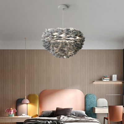 Modernism Hanging Lights 4 Light Feather Chandelier for Bedroom