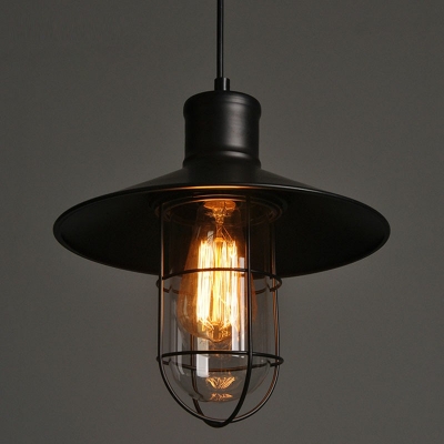 1-Light Hanging Light Fixtures Industrial Style Cone Shape Metal Pendant Lighting