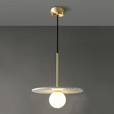1-Light Pendant Light Fixtures Minimalist Style Globe Shape Stone Hanging Ceiling Lights