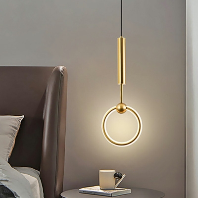1-Light Suspension Pendant Minimalist Style Ring Shape Metal Warm Light Hanging Lamps