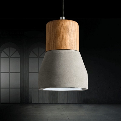 1-Light Suspension Pendant Minimalist Style Tapered Shape Stone Hanging Fixture