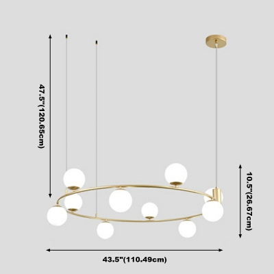 10-Light Ceiling Chandelier Minimalist Style Globe Shape Metal Hanging Lamp