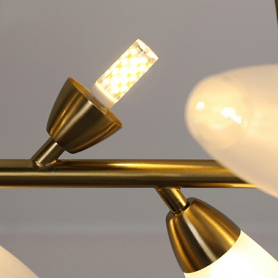 14-Light Suspension Light Minimalist Style Oval Shape Glass Hanging Pendant