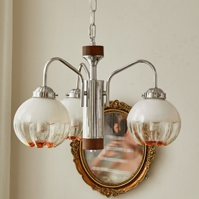 3-Light Hanging Chandelier Minimalist Style Ball Shape Metal Ceiling Pendant Light