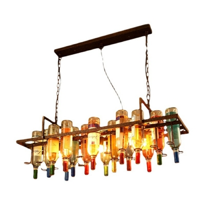 3-Light Hanging Light Fixtures Industrial Style Rectangle Shape Metal Chandelier Lights