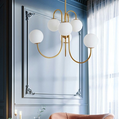 6-Light Ceiling Suspension Lamp Modernist Style Globe Shape Metal Chandelier Lights
