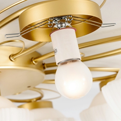 9-Light Semi Flush Mount Light ​Traditional Style Dome Shape Metal Ceiling Lamp
