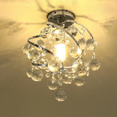 Creative Crystal Warm Decorative Semi-Flush Ceiling Light for Corridor Bedroom and Hall