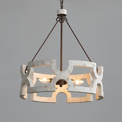 French Retro Pendant Light Fixture Wood 3 Light Chandelier for Dining Room