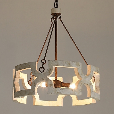 French Style Pendant Lighting Fixture 3 Light Wood Chandelier for Bedroom