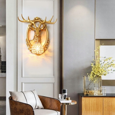 Gold Living Room Flush Mount Wall Sconce Crystal Globe Contemporary Sconce Light Fixtures