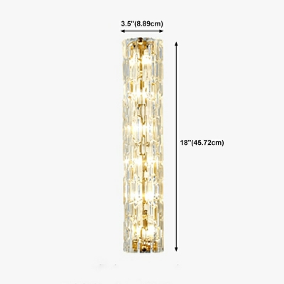 Linear Crystal and Metal Wall Mounted Light Fixture Clear Flush Wall Sconce for Bedroom