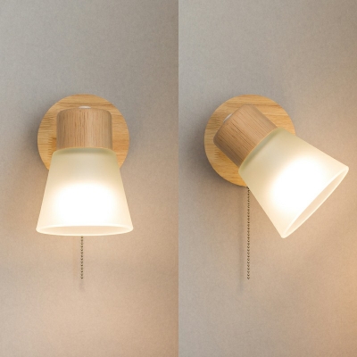 Modern Style LED Wall Sconce Light Nordic Style Glass Wood Wall Light for Bedside