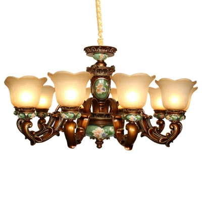 Traditional 8 Lights Vintage Chandelier Pendant Light Brass Chandelier Lamp for Living Room