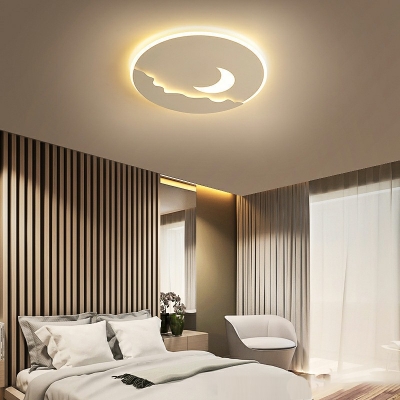 White Flush Mount Lamp Fixtures Round Shade Modern Style Acrylic Led Surface Mount Ceiling Lights for Dining Room