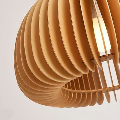 1-Light Ceiling Pendant Lamp Modern Style Dome Shape Wood Hanging Light Kit
