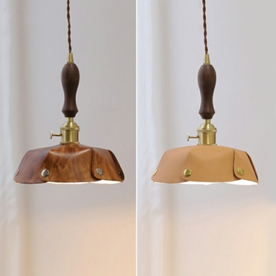 1-Light Down Lighting Pendant Modern Style Cone Shape Wood Hanging Light Kit