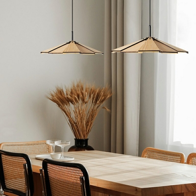 1-Light Pendant Lighting Fixtures Modern Style Cone Shape Wood Hanging Ceiling Lights