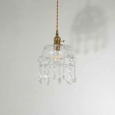 1-Light Suspension Light Industrial Style Bowl Shape Glass Hanging Pendant Lamp