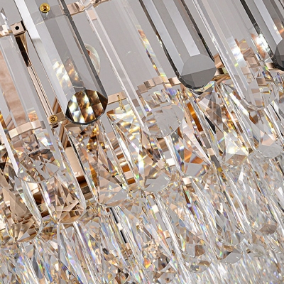12 Lights Oval Shade Hanging Light Modern Style Crystal Pendant Light for Dining Room