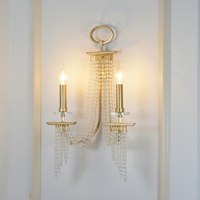 2-Light Sconce Lamp Minimal Style Candle Shape Metal Wall Lighting Fixtures