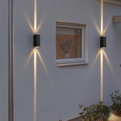 2 Lights Linear Wall Light Fixture Black LED Modern Outdoor Wall Hanging Lights
