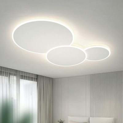 3 Circular Ring Flush Mount Ceiling Fixture White Modern Living Room Simplicity Ceiling Flush