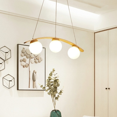 3-Light Island Chandelier Lights Modern Style Arched Shape Glass Ceiling Pendant Light