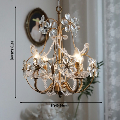 4-Light Hanging Light Fixtures Traditional Style Scroll Frame Shape Metal Chandelier Lights